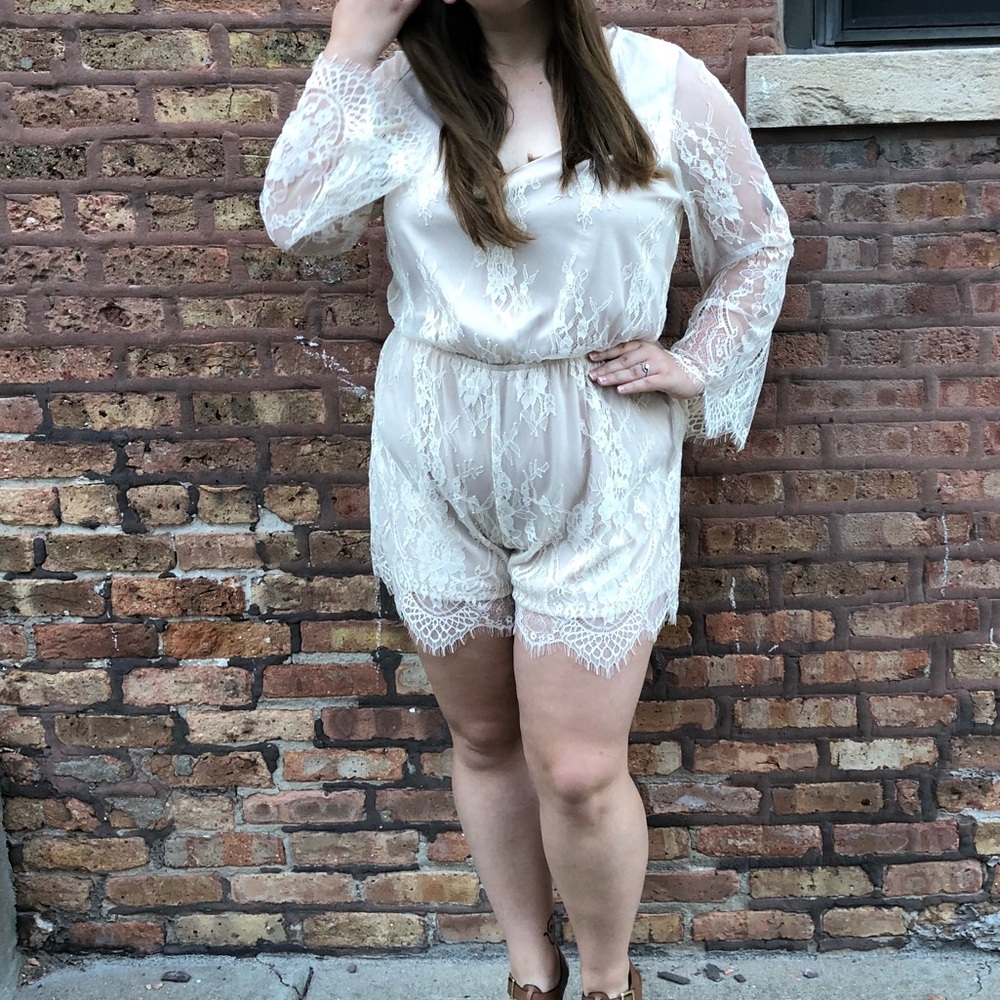 Cream lace romper